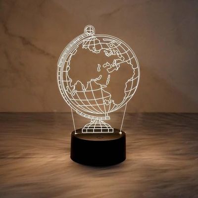 3D Illusion Earth Globe Night Lamp  Kids Room Decor Light  Gifts for Astronomy Lovers  Warm White Light